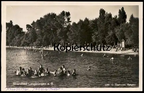 ALTE POSTKARTE STRANDBAD LANGENARGEN BODENSEE Bad Schwimmbad Schwimmzone Ansichtskarte AK postcard cpa