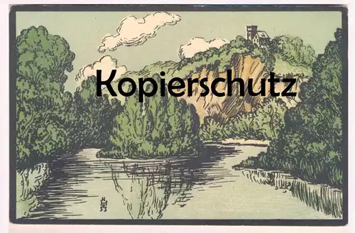 ALTE POSTKARTE COBLENZ HOTEL U. CAFÉ RITTERSTURZ VON DEN RHEINANLAGEN GESEHEN Steindruck Steinzeichnung Koblenz AK