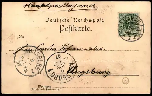 ALTE POSTKARTE GRUSS VON DER JUBELFEIER ZU HANAU 1897 VERFASSER SCHREIBT VOM FESTZUG Ansichtskarte AK cpa postcard