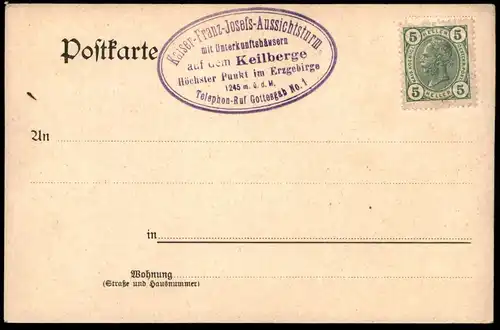 ALTE LITHO POSTKARTE KEILBERG MIT OBER- UNTER- U. BÖHMISCH-WIESENTHAL KAISER FRANZ JOSEF TURM Klinovec AK Ansichtskarte