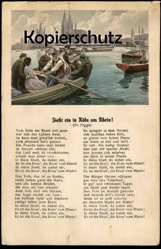ALTE POSTKARTE ZIEHT EIN IN KÖLN AM RHEIN FR. FIGGE KÖLNER LIED DOM Ansichtskarte AK cpa postcard