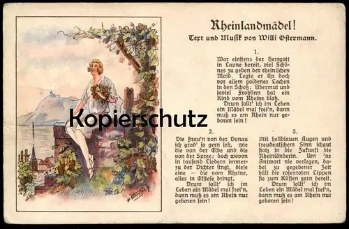 ALTE POSTKARTE RHEINLANDMÄDEL SIEBENGEBIRGE KÖLNER LIEDART KÖLN WILLI OSTERMANN sign. Völkhafen Ansichtskarte postcard