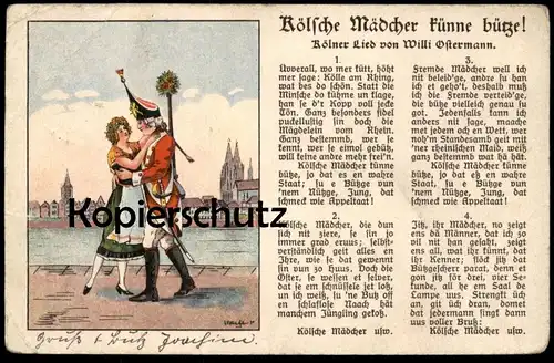 ALTE POSTKARTE KÖLSCHE MÄDCHER KÜNNE BÜTZE KÖLNER LIEDART KÖLN WILLI OSTERMANN sign. Völkhafen Ansichtskarte postcard