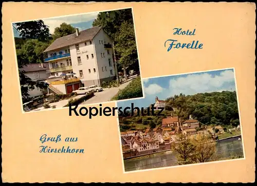 ÄLTERE POSTKARTE HIRSCHHORN AM NECKAR HOTEL PENSION FORELLE BES. H. ZIEGLER AK Ansichtskarte cpa postcard