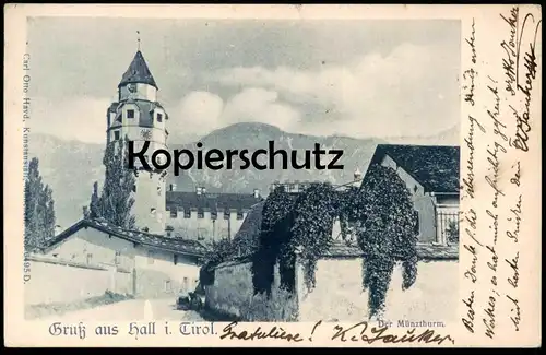 ALTE POSTKARTE GRUSS AUS HALL IN TIROL DER MÜNZTHURM Münzturm Turm tower tour Österreich Ansichtskarte AK cpa postcard