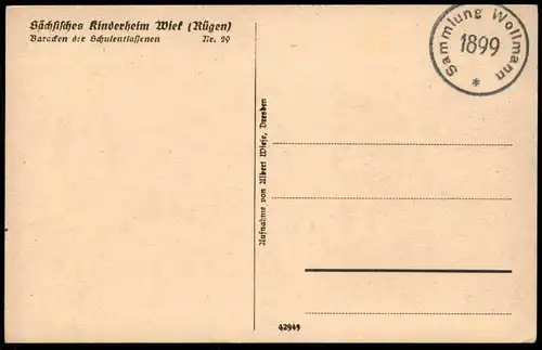 ALTE POSTKARTE WIEK RÜGEN SÄCHSISCHES KINDERHEIM BARACKEN DER SCHULENTLASSENEN Sammlung Wollmann children's home cpa AK