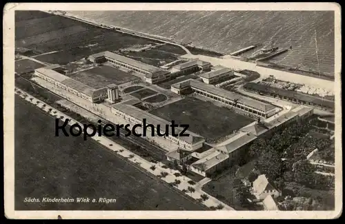 ALTE POSTKARTE WIEK RÜGEN SÄCHSISCHES KINDERHEIM ARCHITEKT WALDO WENZEL LUFTBILD FLIEGERAUFNAHME cpa AK postcard