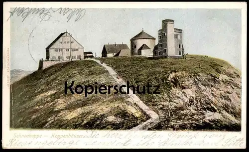 ALTE POSTKARTE RIESENGEBIRGE SCHNEEKOPPE KOPPENHÄUSER METEOROLOGISCHE STATION Wetter Station weather Schlesien cpa AK