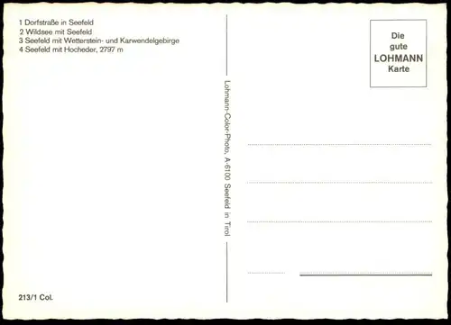 ÄLTERE POSTKARTE SEEFELD DAS SONNENDORF TIROLS Dorfstrasse Wildsee Hocheder Tirol Österreich Ansichtskarte cpa postcard