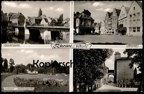 ÄLTERE POSTKARTE RHEINE EMSBRÜCKE MÜHLENTOR MARKT SOLBAD GOTTESGABE Brücke bridge Ansichtskarte