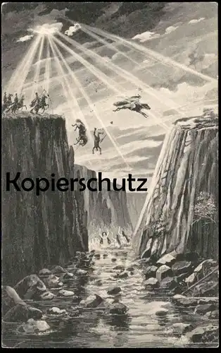 ALTE POSTKARTE SAGE VON DER ROSSTRAPPE NIXE MEERJUNGFRAU Oceaniden mermaid fairy tale Märchen conte de fée postcard