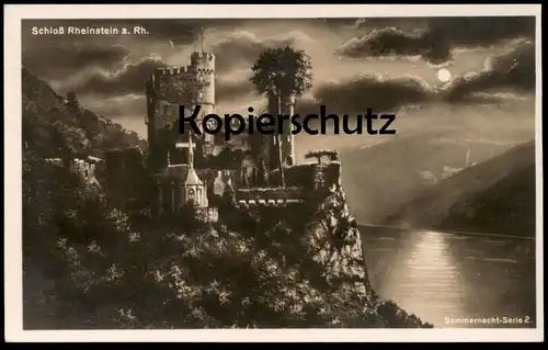 ALTE POSTKARTE BURG RHEINSTEIN SOMMERNACHT SERIE Nacht Mond night moon lune nuit cpa Ansichtskarte postcard AK