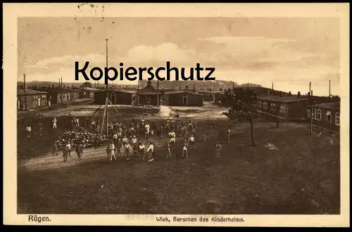 ALTE POSTKARTE INSEL RÜGEN WIECK BARACKEN DES KINDERHEIMS Wiek Ruegen Kinderheim children's home Ansichtskarte postcard