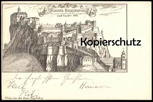 ALTE POSTKARTE SCHLOSS REGGERSPURG NACH VISCHER 1681 RIEGERSBURG STEIERMARK Burg chateau castle postcard Ansichtskarte