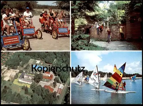 ÄLTERE POSTKARTE FERIENZENTRUM HAREN EMS SCHLOSS DANKERN Surfen surfing Surfboard Tretmobil Vierrad Tandem Emsland AK