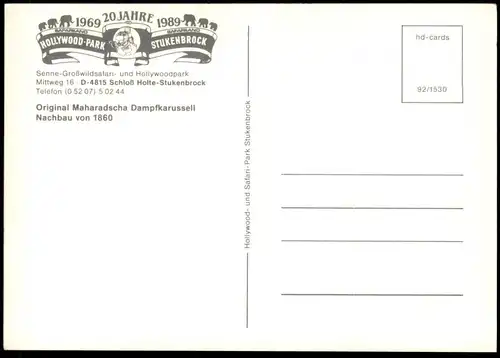 ÄLTERE POSTKARTE ORIGINAL MAHARADSCHA DAMPFKARUSSELL NACHBAU VON 1860 HOLTE-STUKENBROCK KIRMES RUMMEL KARUSSELL carousel