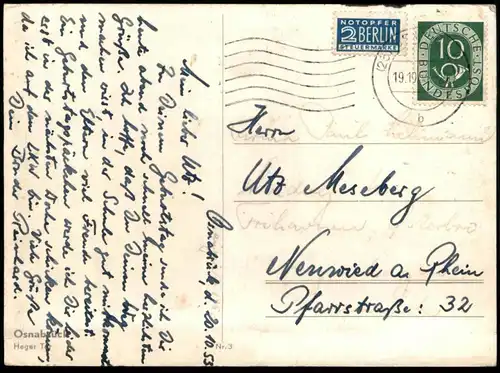 ÄLTERE POSTKARTE OSNABRÜCK HEGER TOR HEGERTOR STRASSENBAHN VW KÄFER Volkswagen Motorrad motorbike Ansichtskarte postcard