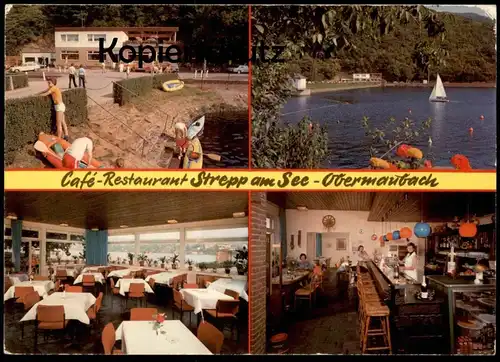 ÄLTERE POSTKARTE CAFÉ RESTAURANT STREPP OBERMAUBACH AM STAUSEE KREUZAU THEKE ASBACH URALT Ansichtskarte AK cpa postcard