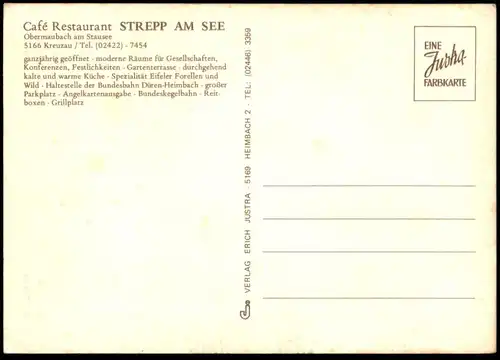 ÄLTERE POSTKARTE CAFÉ RESTAURANT STREPP OBERMAUBACH AM STAUSEE KREUZAU THEKE ASBACH URALT Ansichtskarte AK cpa postcard