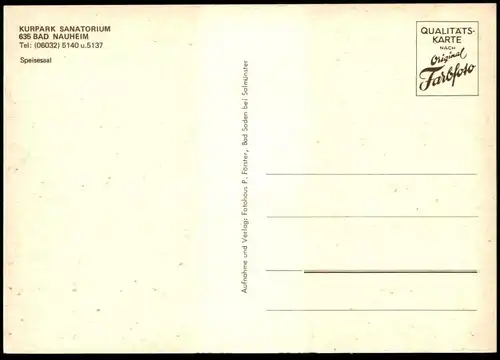 ÄLTERE POSTKARTE BAD NAUHEIM KURPARK SANATORIUM SPEISESAAL Ansichtskarte AK cpa postcard