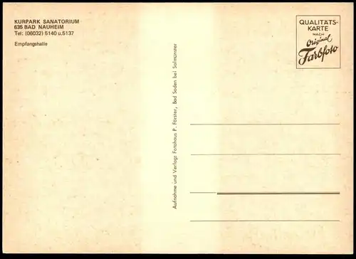 ÄLTERE POSTKARTE BAD NAUHEIM KURPARK SANATORIUM EMPFANGSHALLE 70er Jahre Sessel Tische Ansichtskarte AK cpa postcard