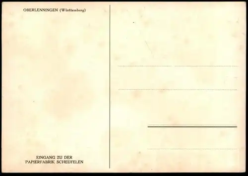 ÄLTERE POSTKARTE OBERLENNINGEN EINGANG ZU DER PAPIERFABRIK SCHEUFELEN LENNINGEN Eisenbahn Schiene Ansichtskarte postcard
