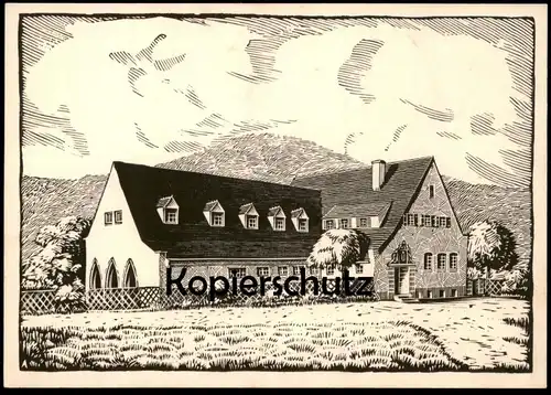 ALTE KÜNSTLER POSTKARTE OBERLENNINGEN GEMEINDEHAUS KÜNSTLERKARTE LENNINGEN Ansichtskarte postcard AK cpa