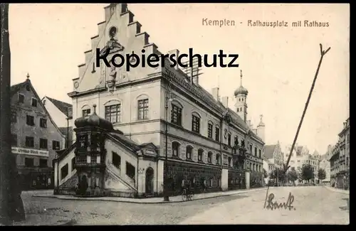 ALTE POSTKARTE KEMPTEN RATHAUSPLATZ MIT RATHAUS Geschäft Philipp Mark Ansichtskarte AK cpa postcard Bayern