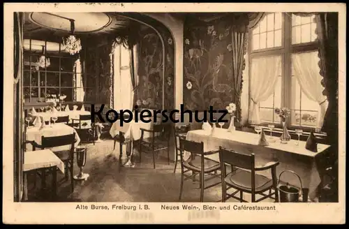 ALTE POSTKARTE FREIBURG IM BREISGAU ALTE BURSE NEUES WEIN- BIER UND CAFÉ RESTAURANT Ansichtskarte postcard cpa AK