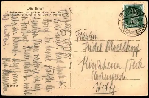 ALTE POSTKARTE FREIBURG IM BREISGAU ALTE BURSE NEUES WEIN- BIER UND CAFÉ RESTAURANT Ansichtskarte postcard cpa AK