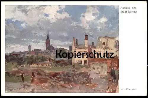 ALTE POSTKARTE ANSICHT DER STADT TARNÓW Tarnau Polska Polen Poland SIGN. K.L. Prinz Deutsches Rotes Kreuz postcard cpa