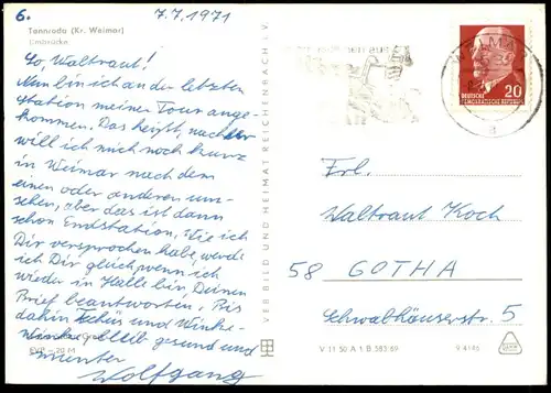 ÄLTERE POSTKARTE TANNRODA KREIS WEIMAR ILMBRÜCKE BAD BERKA ILM THÜRINGEN Ansichtskarte AK postcard cpa