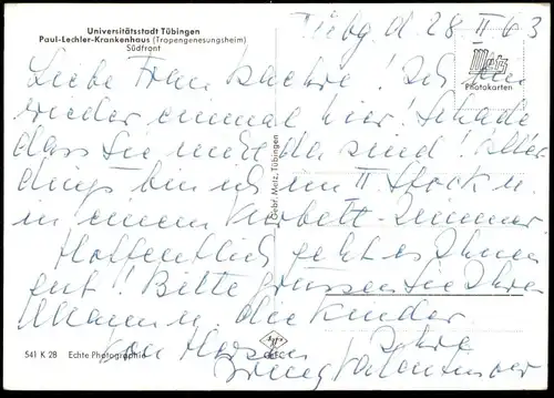 ÄLTERE POSTKARTE TÜBINGEN PAUL-LECHNER-KRANKENHAUS TROPENGENESUNGSHEIM SÜDFRONT Hospital Klinik postcard Ansichtskarte