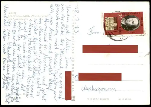 ÄLTERE POSTKARTE GÖRLITZ HO-GASTSTÄTTE WEINBERGHAUS MIT AUSSICHTSTURM Zgorzelec Ansichtskarte postcard cpa