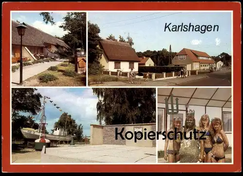 ÄLTERE POSTKARTE KARLSHAGEN USEDOM NEPTUNFEST FERIENOBJEKT VE KOMBINAT DESSAU NEPTUN NIXE MEERJUNGFRAU Oceaniden mermaid