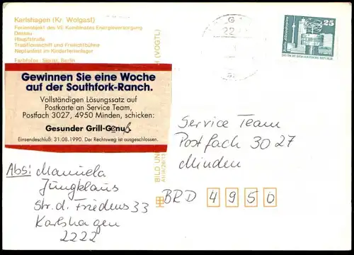 ÄLTERE POSTKARTE KARLSHAGEN USEDOM NEPTUNFEST FERIENOBJEKT VE KOMBINAT DESSAU NEPTUN NIXE MEERJUNGFRAU Oceaniden mermaid