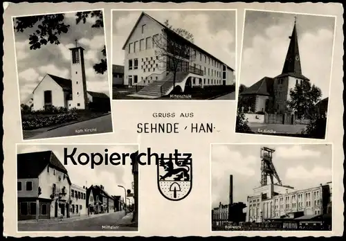 ALTE POSTKARTE GRUSS AUS SEHNE HANNOVER KALIWERK MITTELSCHULE MITTELSTRASSE EIS ZUG train Ansichtskarte postcard cpa AK