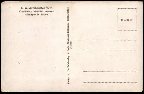 ALTE POSTKARTE GRUSS AUS NÖTTINGEN BADEN STRASSENPARTIE WARENHAUS ARMBRUSTER H.-JUGENDHEIM SCHULE Remchingen AK postcard