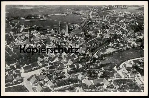 ALTE POSTKARTE MOOSBURG OBERBAYERN ORIGINAL FLIEGERAUFNAHME Luftbild Totalansicht Bayern Isar Ansichtskarte AK postcard