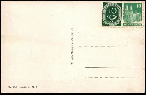 ALTE POSTKARTE MOOSBURG OBERBAYERN ORIGINAL FLIEGERAUFNAHME Luftbild Totalansicht Bayern Isar Ansichtskarte AK postcard