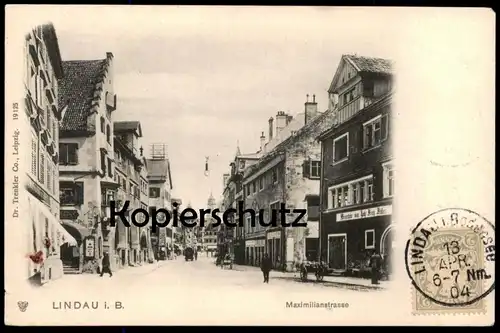 ALTE POSTKARTE LINDAU BREISGAU MAXIMILIANSTRASSE WEINSTUBE JOHANN KREY (?) Bodensee postcard cpa Ansichtskarte AK