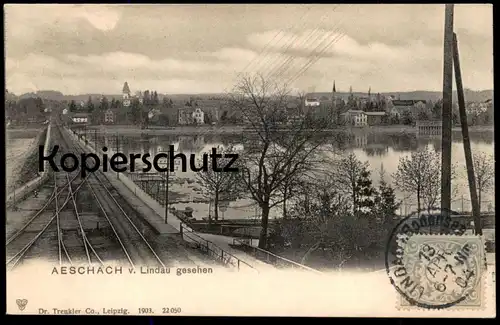 ALTE POSTKARTE AESCHACH VON LINDAU GESEHEN Eisenbahn Gleise railway Bodensee postcard cpa Ansichtskarte AK