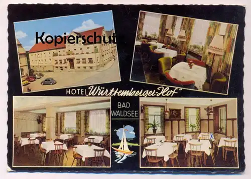 ÄLTERE POSTKARTE BAD WALDSEE HOTEL WÜRTTEMBERGER HOF ADAC CDH HOTEL INH. ADOLF BAYER Ansichtskarte postcard cpa AK