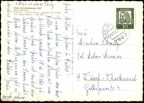 ÄLTERE POSTKARTE BAD WALDSEE HOTEL WÜRTTEMBERGER HOF ADAC CDH HOTEL INH. ADOLF BAYER Ansichtskarte postcard cpa AK