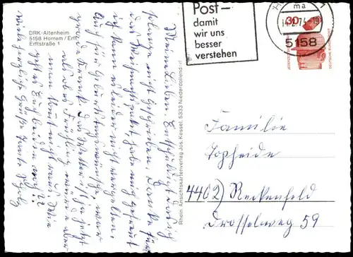 ÄLTERE POSTKARTE KERPEN HORREM ERFT ERFTSTRASSE 1 DRK ALTENHEIM Ansichtskarte postcard cpa AK