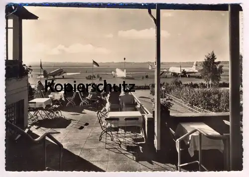 ÄLTERE POSTKARTE FLUGHAFEN HAMBURG FUHLSBÜTTEL FLUGHAFENRESTAURANT AÉRODROME Airport Aeroport Aéroport postcard plane AK