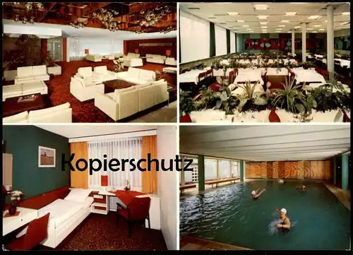 ÄLTERE POSTKARTE BAD HOMBURG SANATORIUM WICKER KG SCHWIMMBAD HALLENBAD SPEISERAUM piscine pool postcard Ansichtskarte AK