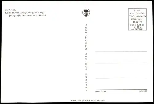 ÄLTERE POSTKARTE GDANSK KAMIENICZKI PRZY DLUGIM TARGU Danzig Polska Poland postcard Ansichtskarte cpa AK