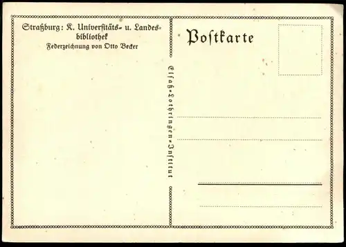 ALTE POSTKARTE BIBLIOTHEK STRASSBURG Landesbibliothek Strasbourg Universitätsbibliothek Library Bibliotheque postcard