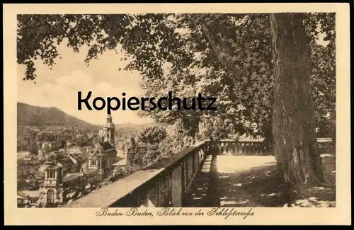 ALTE POSTKARTE BADEN-BADEN BLICK VON DER SCHLOSSTERRASSE Terrasse Schloss Ansichtskarte AK postcard cpa